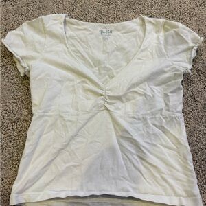 Brandy Melville Cream V-Neck Short Sleeve Top